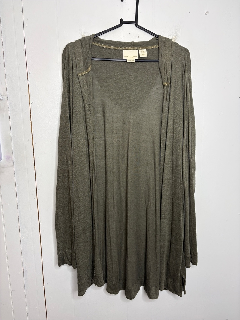 Cynthia Rowley Sweater Womens 2X Sage Lightweight Hooded Cardigan Long Modest